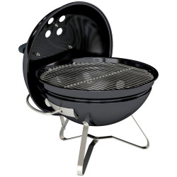 Barbecue de carvão portátil com tampa suporte grelha ventilação ajustável ø41x44 cm preto