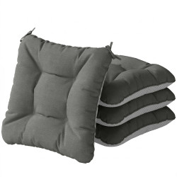 Conjunto de 4 almofadas para cadeiras de jardim com laços e base antiderrapante impermeáveis 39,5x39,5x10 cm cinzento escuro