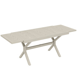 Mesa de jardim extensível com superfície em alumínio 154/214x85 cm com efeito madeira para 8-10 pessoas cinza claro
