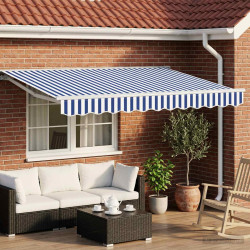 Toldo retrátil elétrico azul e branco 3,5 x 2,5 m