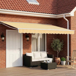Toldo retrátil elétrico amarelo e branco 4 × 3 m