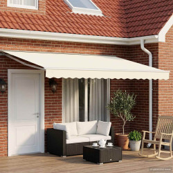 Toldo retrátil elétrico creme e branco 4 × 3,5 m