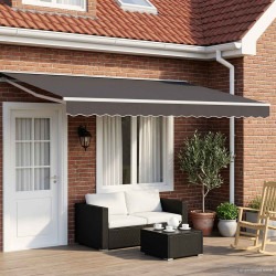 Toldo retrátil elétrico antracite e branco 5 x 3 m