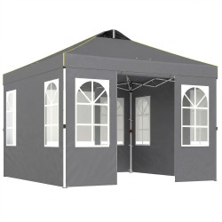 Tenda dobrável 3x3 m pop-up com upf50+, 4 laterais removíveis, altura ajustável e bolsa de transporte - cinzento escuro