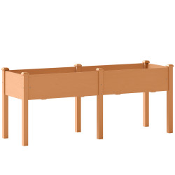 Floreira elevada de madeira 184x59x76,5 cm com 6 orifícios de drenagem para cultivo plantas flores castanho