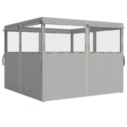 4 Paredes laterais para tenda 3x3 m laterais de tenda com 8 janelas proteção UV 30+ impermeável cinzento claro