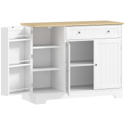 Aparador de cozinha 3 prateleiras com porta gaveta prateleiras ajustáveis para sala de jantar 105x40x83 cm branco