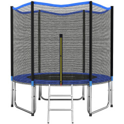 Trampolim para crianças exterior ø305 cm com rede de segurança escada acolchoamento de molas azul