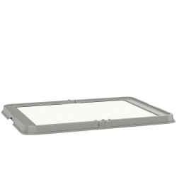 Sanitário dobrável para cães 86x62 cm tabuleiro higiênico treino 3 almofadas pés antiderrapantes cinzento