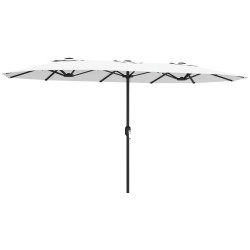 Guarda-sol duplo de jardim 46x26 m com manivela manual proteção uv50+ capa resistente à água branco