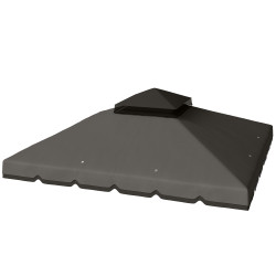 Toldo de substituição 3x3 m com teto duplo orifícios de drenagem e upf 30+ apenas toldo não inclui estrutura cinzento claro
