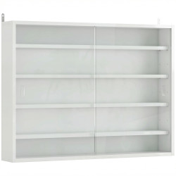 Vitrine de parede com prateleiras ajustáveis e 2 portas corredeiras de vidro para coleções 80x9,5x60 cm branco