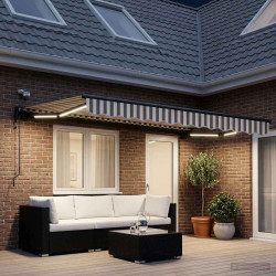 Toldo retrátil elétrico cinza claro e branco 4 × 3 m