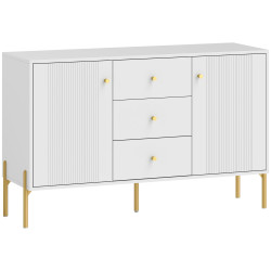 Aparador moderno de 2 portas aparador de sala com 3 gavetas prateleiras ajustáveis branco 120x39,1x76 cm