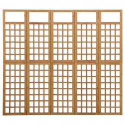 Biombo/treliça 5 painéis madeira de abeto maciça 201,5x180 cm - Imagen 1