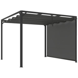 Pérgola de jardim de alumínio 3x3 m com teto retrátil e lateral enrolável upf30+ pérgola para exterior cinzento