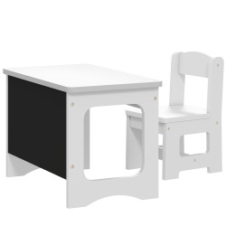 Mesa infantil com cadeira tampo reversível mesa e cadeira infantil com lousa para desenho crianças 3-6 anos branco