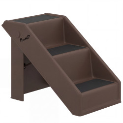 Escada dobrável para cães de 3 degraus para animais de estimação idosos para cama sofá 53x30,5x36,5 cm castanho