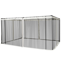 4 Painéis laterais 352x207 cm para pérgola de jardim mosquiteira com zíperes e anéis preto