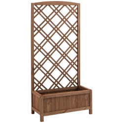 Floreira com treliça de madeira caixa de plantio com suporte para plantas trepadeiras 60x30x122,5cm marrom