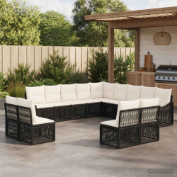 Conjunto de sofá de jardim 13 unid. preto vime PE