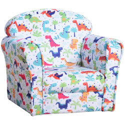 Poltrona para crianças acima de 3 anos com desenhos de foguete estrutura de madeira e estofado em flanela 50x39x44 cm multicor