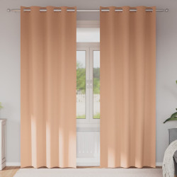 Cortinas blackout com argolas 2 unid. marrom claro 245 x 140 cm