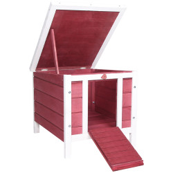 Coelheira de madeira exterior coelheira para roedores animais de estimação pequenos com teto asfáltico e rampa antiderrapante 42x51x43cm vermelho