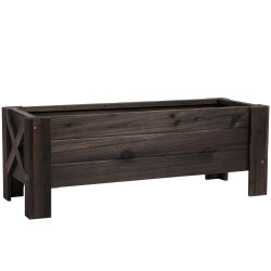 Horta vertical floreira de madeira retangular com pés para flores plantas cultivos 100x36,5x36cm marrom