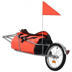 Reboque de carga para bicicleta com saco laranja e preto - Imagen 1