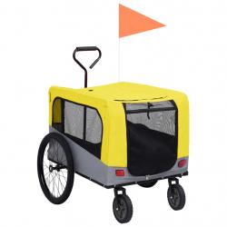 Reboque bicicletas/carrinho para animais 2-em-1 amarelo/cinza - Imagen 1