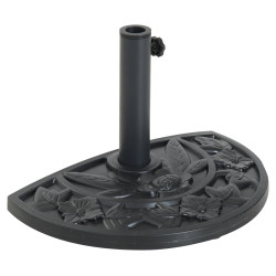 Base para chapéu de sol semicircular 9 kg apto para mastros de 35 mm 38 mm e 48 mm preenchido com cimento 50x32x32cm preto