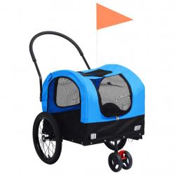 Reboque bicicletas/carrinho para animais 2-em-1 azul/preto - Imagen 1
