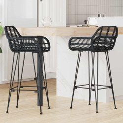Cadeira de bar 2 unid. preto 55 x 52 x 105 cm rattan e ferro
