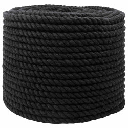 Corda de algodão 14 mm 100 m preto 100% algodão