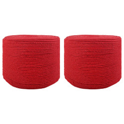 Cordão de algodão 2 unid. 2 mm 100 m vermelho 100% algodão