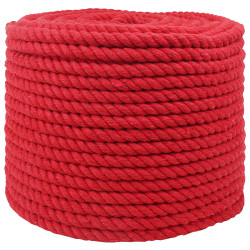 Corda de algodão 12 mm 50 m vermelho 100% algodão