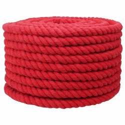 Corda de algodão 20 mm 100 m vermelho 100% algodão
