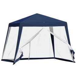 Tenda de jardim 3x3m tenda com 4 partes laterais rede mosquiteira com zíper proteção UV para patio azul