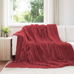 Cobertor vermelho bordeaux 240 x 220 cm lã