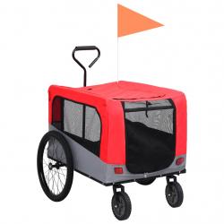 Reboque bicicletas/carrinho para animais 2-em-1 vermelho/cinza - Imagen 1