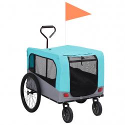 Reboque bicicletas/carrinho para animais 2-em-1 azul/cinza - Imagen 1