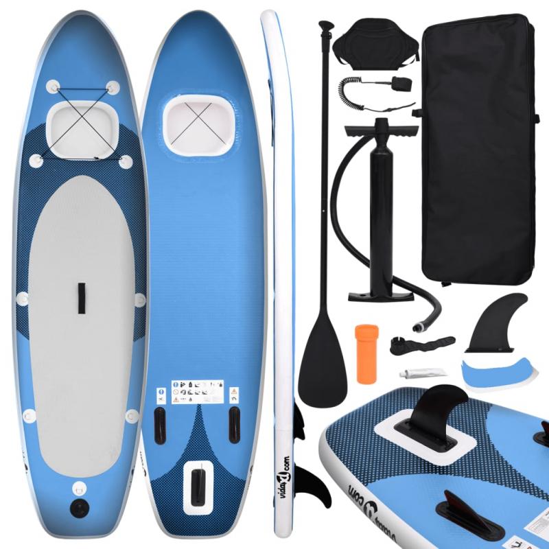 Conjunto prancha de paddle SUP insuflável 360x81x10 cm azul mar - Imagen 1