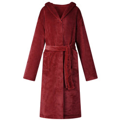 Roupão com capuz vermelho bordeaux l flanela