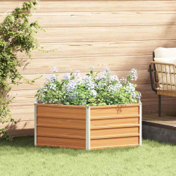 Cama de jardim elevada parece madeira 129 x 129 x 45 cm