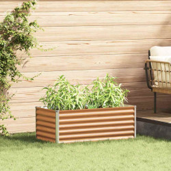 Canteiro de jardim elevado 98 x 50 x 36 cm aço galvanizado