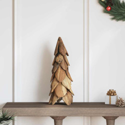 Árvore de natal castanho 51 cm madeira de teca maciça