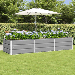 Floreira cinzento-claro 240 x 80 x 45 cm aço