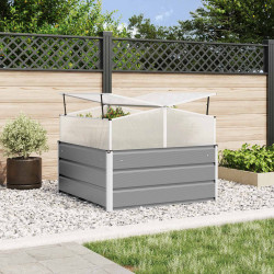 Floreira cinzento-claro 100 x 100 x 77 cm aço galvanizado
