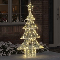 Árvore de natal com 160 leds branco quente 150 cm acrílo